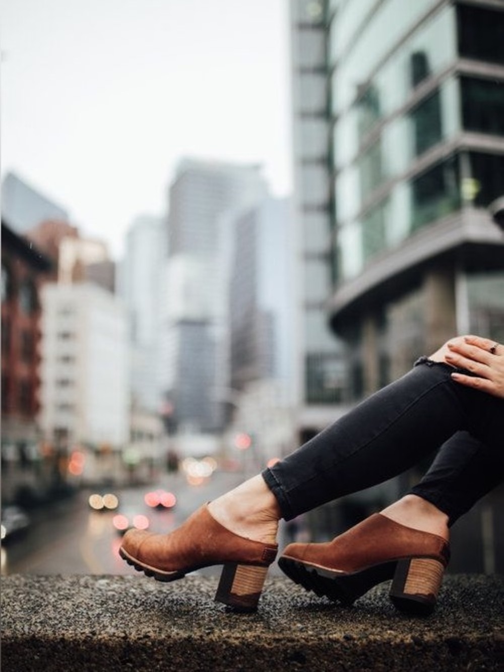 Sorel Brown Leather Stacked Heel Mule Boot